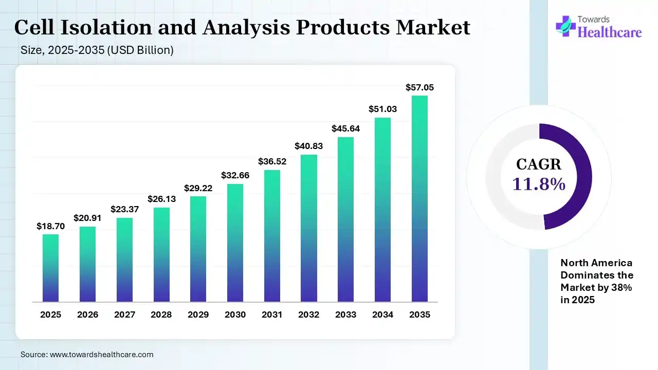 Cell Isolation and Analysis Products Market Size 2025 - 2035 (USD Billion) Cell Isolation and Analysis Products Market Size is USD 20.91 Billion in 2026.