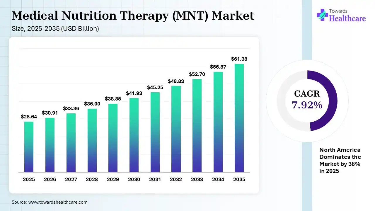 Medical Nutrition Therapy (MNT) Market Size 2025 - 2035 (USD Billion) Medical Nutrition Therapy (MNT) Market Size is USD 30.91 Billion in 2026.