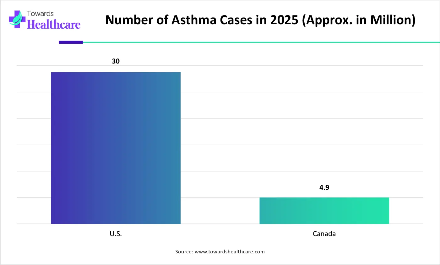 Number of Asthma Cases in 2025 (Approx. in Million)