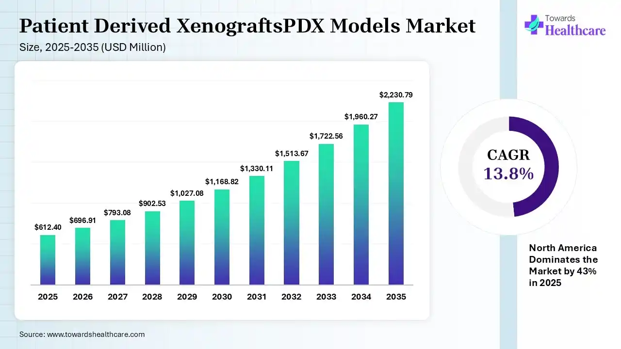 Patient Derived XenograftsPDX Models Market Size 2025 - 2035 (USD Million) Patient Derived XenograftsPDX Models Market Size is USD 696.91 Million in 2026.
